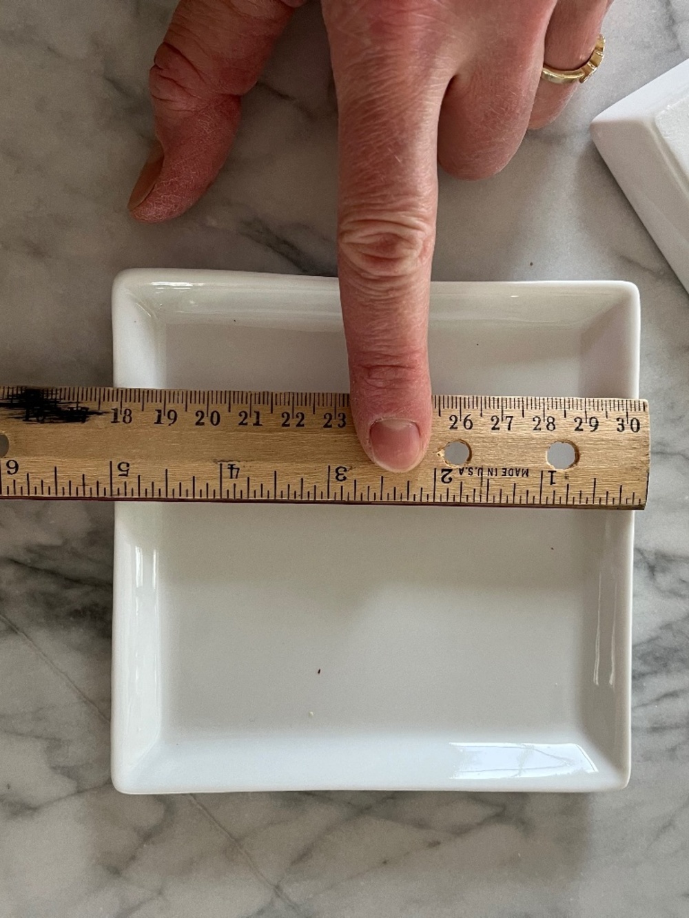 Crate & Barrel Set of 4 [8-5” & 4-4”] Small White Porcelain Square Plates